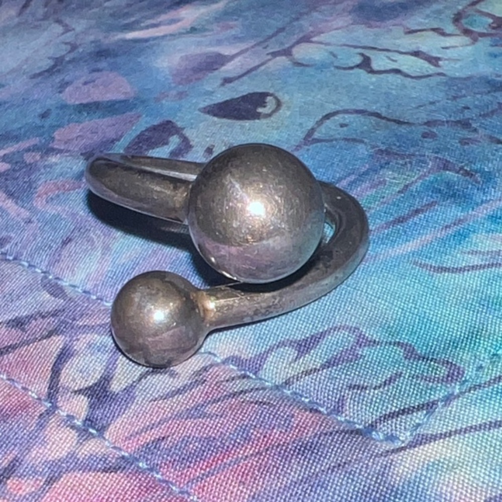 Sterling Silver Double Ball Ring Size 8